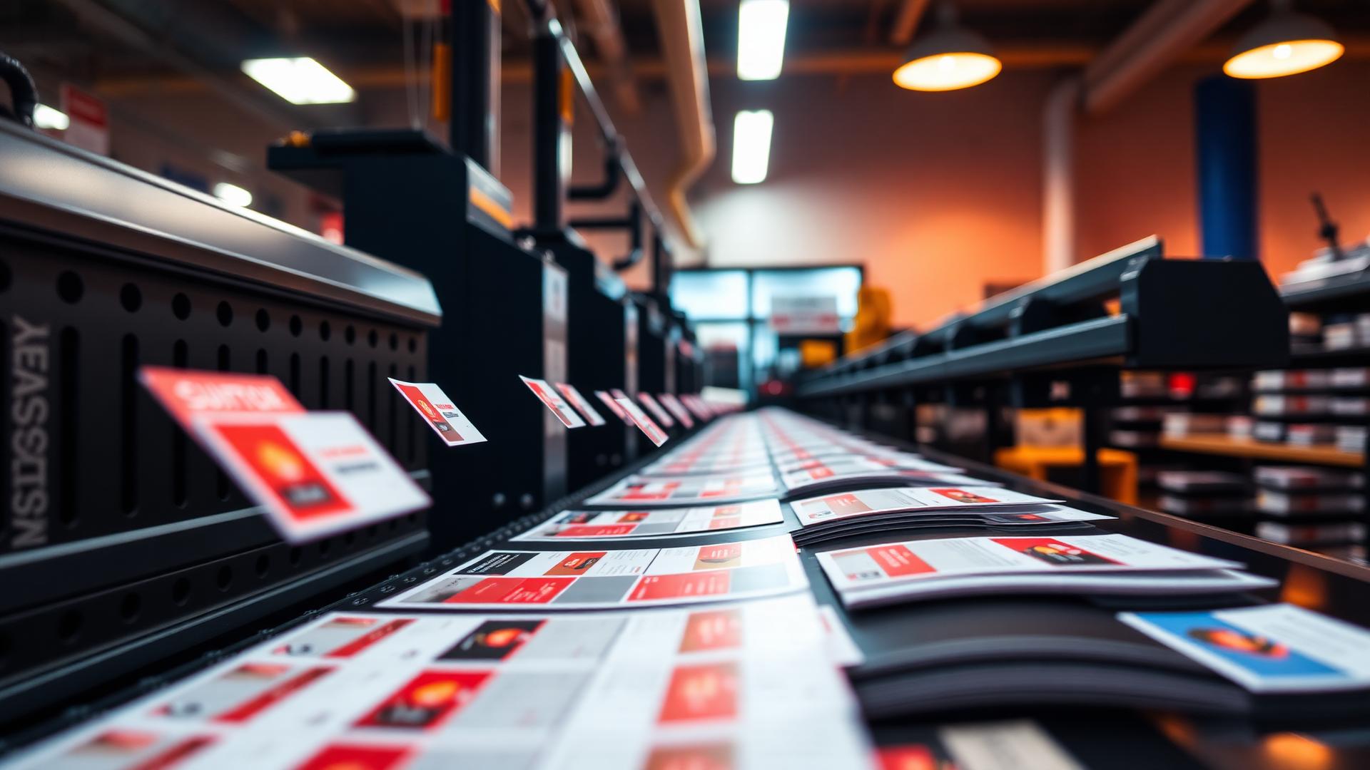 Máquina de impressão offset produzindo materiais gráficos
